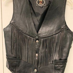 Vintage Zony Inc women's leather vest  with fringe size medium